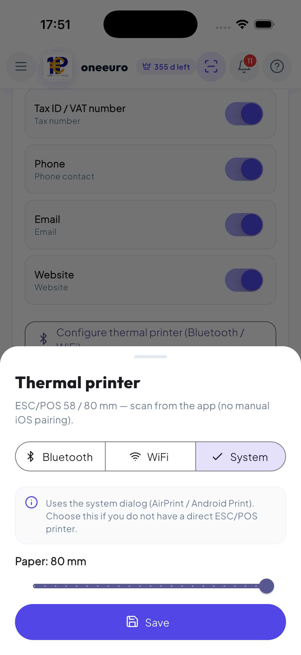 WiseBled printer setup — Bluetooth, WiFi, AirPrint, 58/80 mm paper without complex iOS pairing