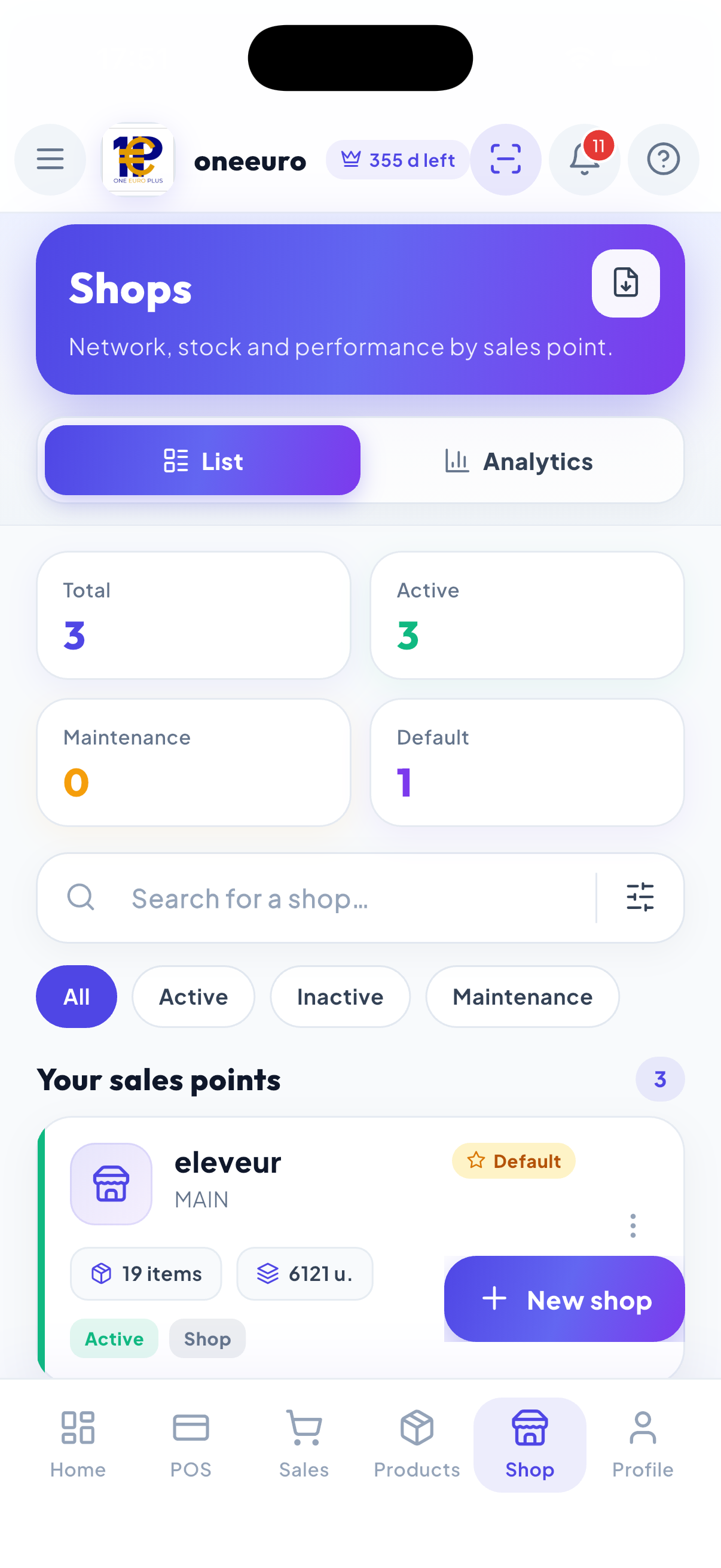 WiseBled stores — retail network, performance and stock per location