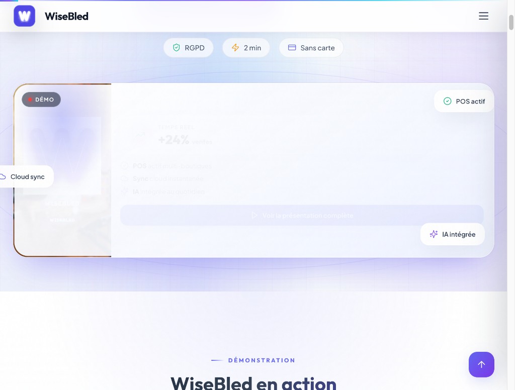 WiseBled demo — cloud POS interface, sync and multi-store supervision